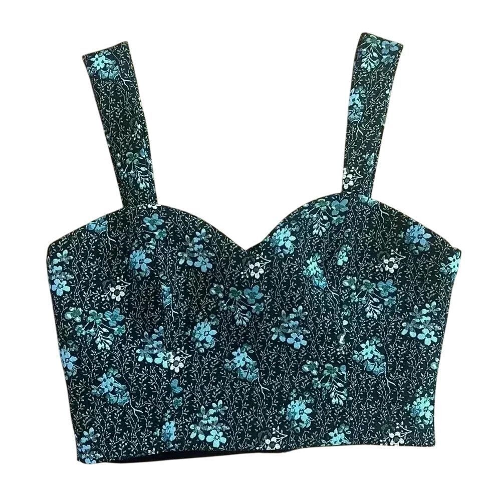 NWT- Anthropologie Sachin & Babi SNWT Jacquard Corset Tank Top Tapestry Crop - Picture 4 of 7